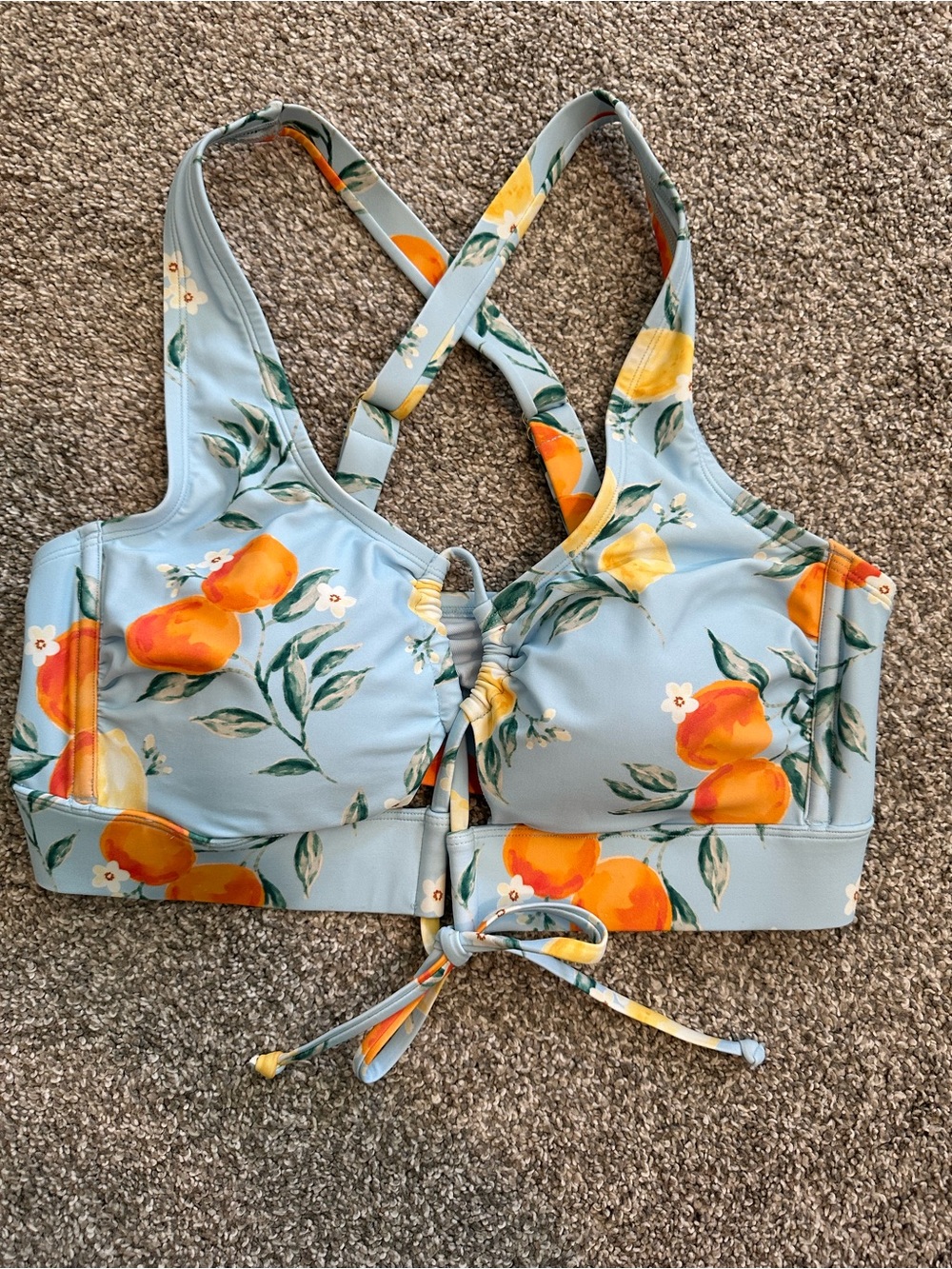 NWT Shade & Shore Light Blue Tie-Front Longline Bikini Top